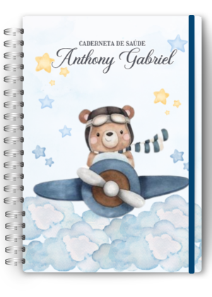 Caderneta de Saúde Personalizada - Ursinho Aviador